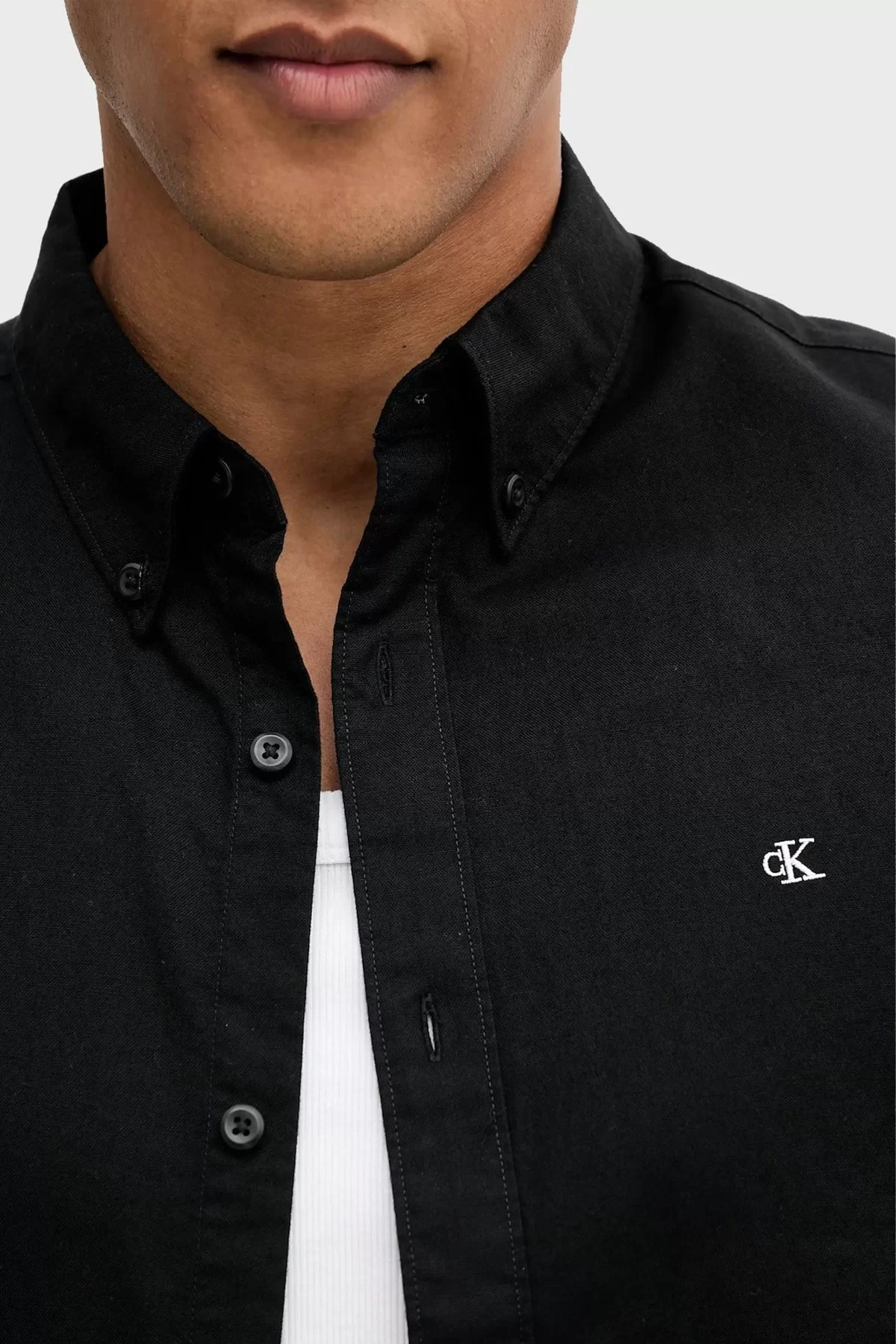 Calvin Klein Jeans Erkek Uzun Kollu Klasik Düz Oxford Siyah Gömlek LV140EM125-UB1