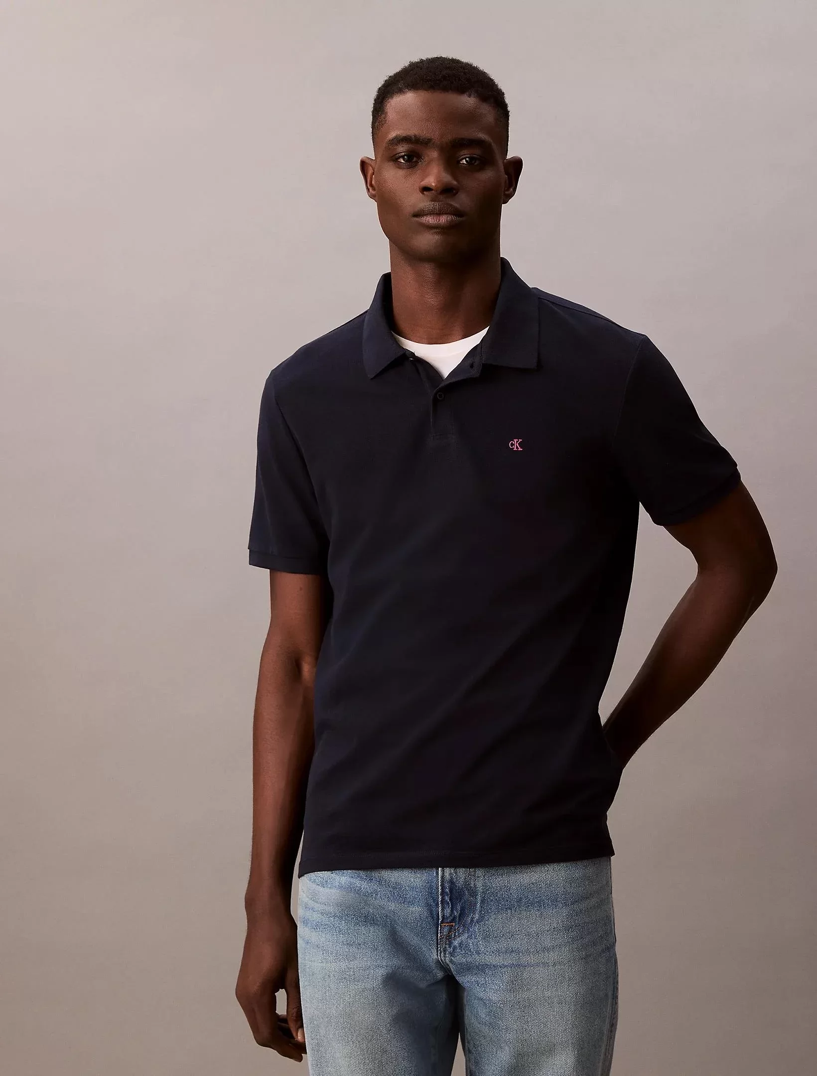 Calvin Klein Jeans Global Erkek Mavi  Polo Yaka T-shirt  LV040EM269-CEF