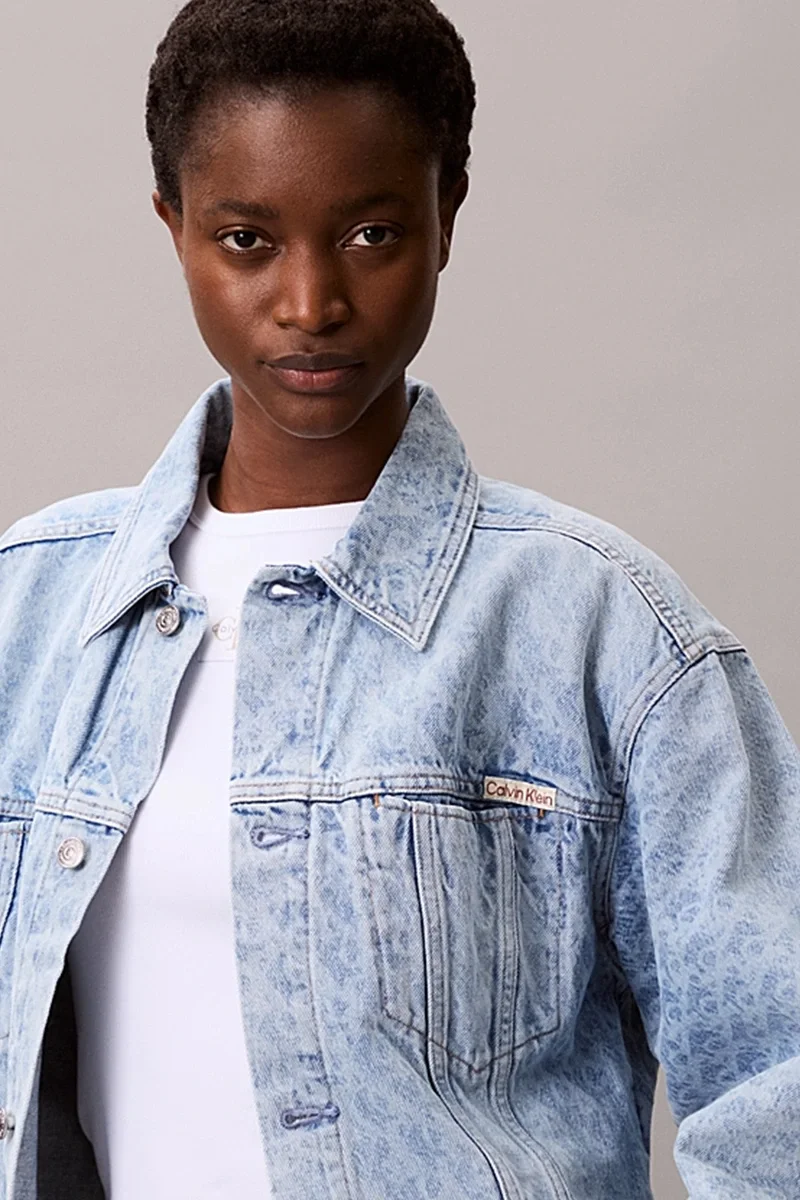 Calvin Klein Jeans Kadın Beli Büzgülü CK Logolu Mavi Ceket LV047C782G-X0S