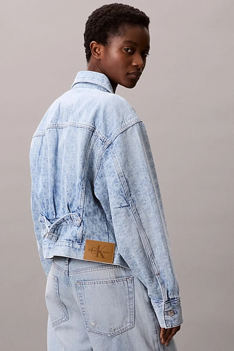Calvin Klein Jeans Kadın Beli Büzgülü CK Logolu Mavi Ceket LV047C782G-X0S