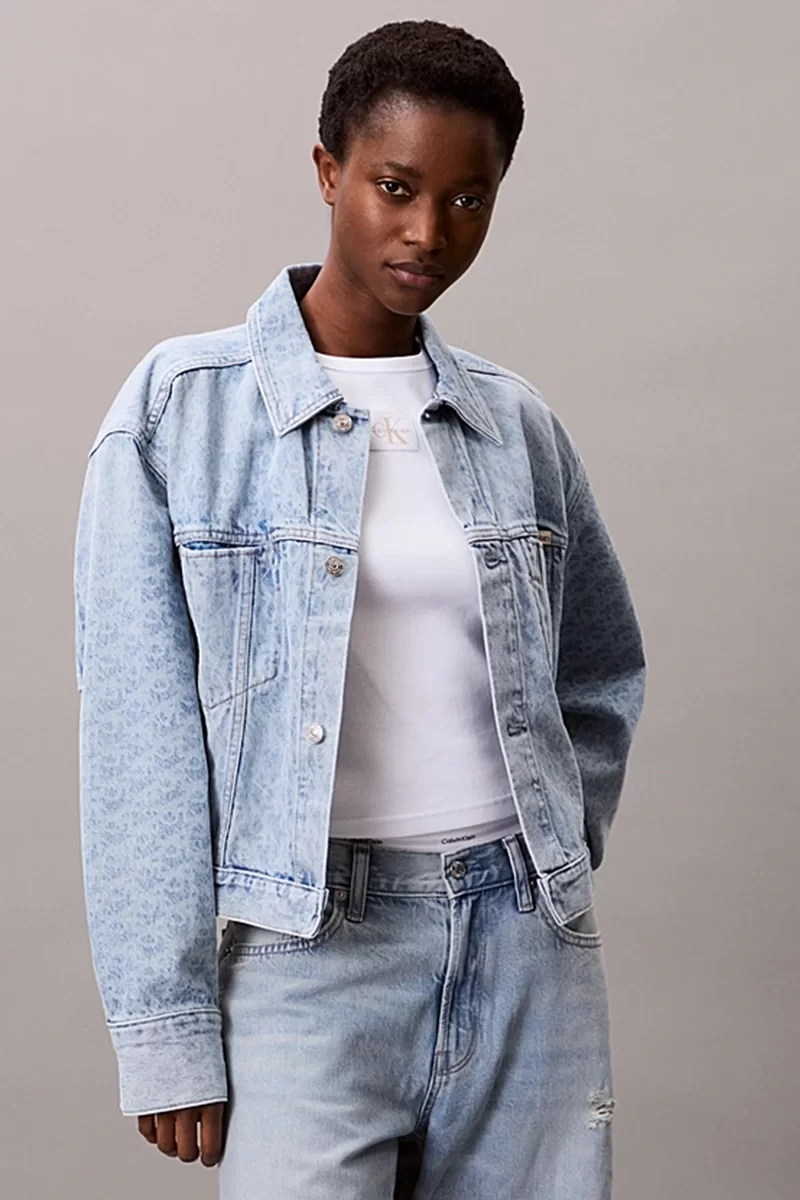 Calvin Klein Jeans Kadın Beli Büzgülü CK Logolu Mavi Ceket LV047C782G-X0S