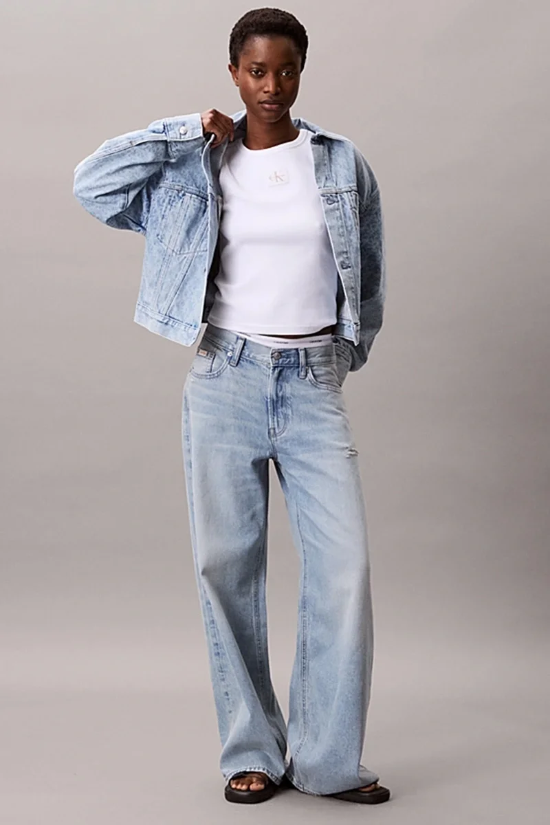 Calvin Klein Jeans Kadın Beli Büzgülü CK Logolu Mavi Ceket LV047C782G-X0S