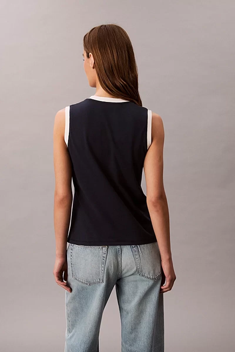 Calvin Klein Jeans Kadın CK Logolu Kolsuz Mavi T-shirt LV047C852G-CEF