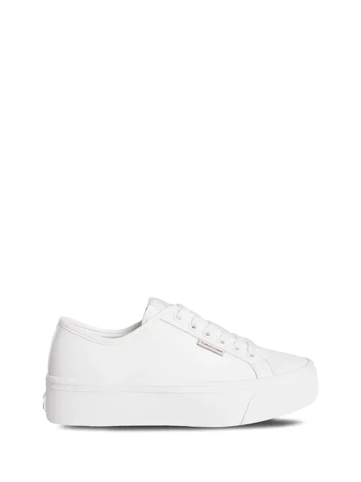 Calvin Klein Jeans Kadın Deri Düz Platform Beyaz Sneaker YW0YW01886-YAF