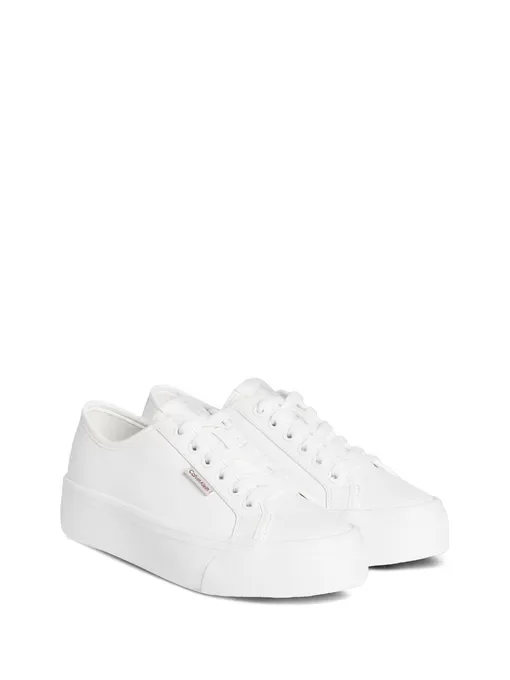 Calvin Klein Jeans Kadın Deri Düz Platform Beyaz Sneaker YW0YW01886-YAF