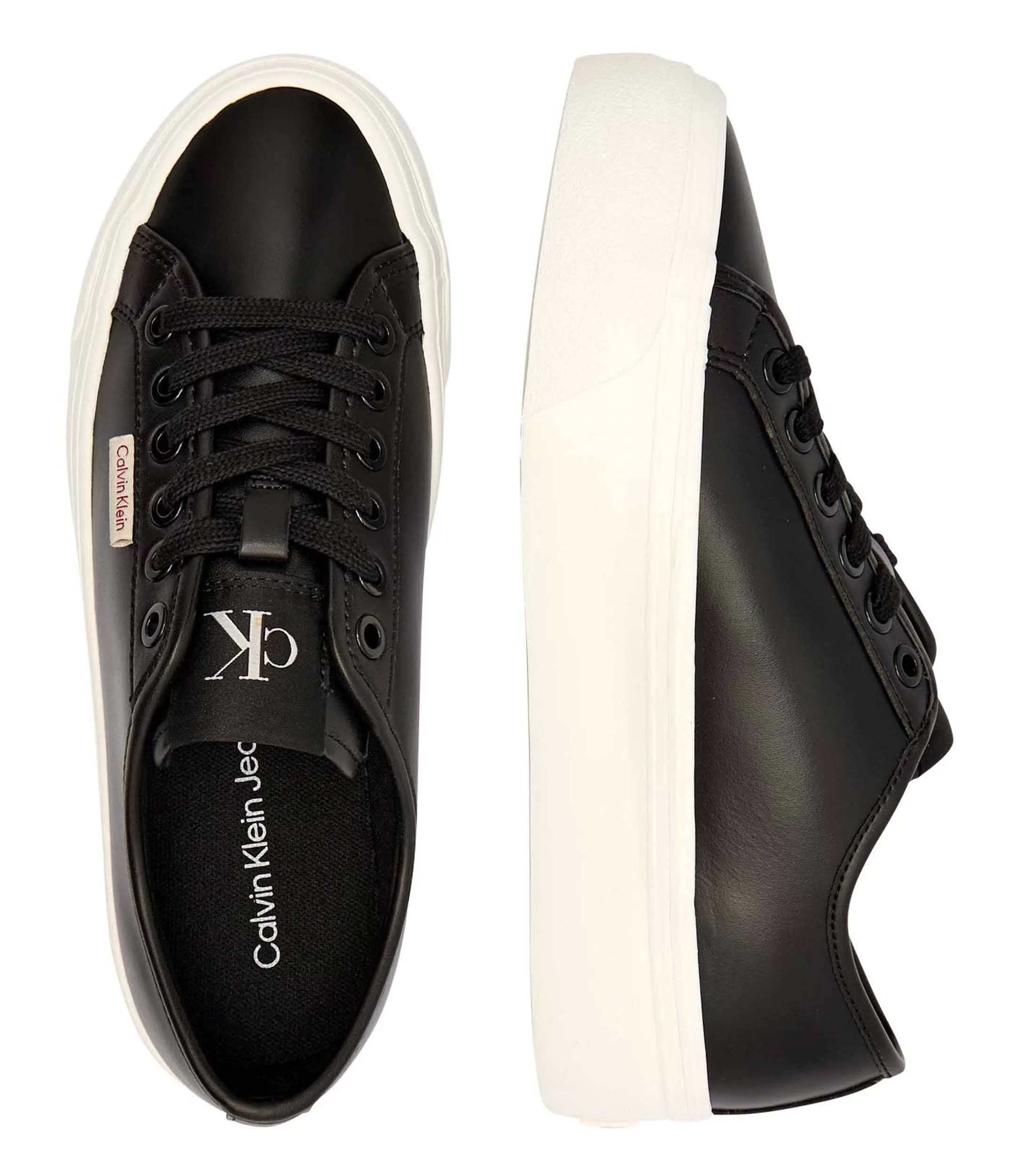 Calvin Klein Jeans Kadın Deri Düz Platform Siyah Sneaker YW0YW01886-BEH