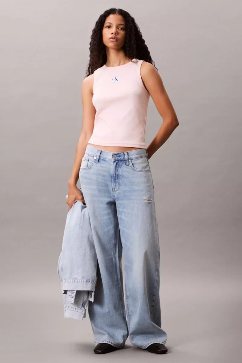 Calvin Klein Jeans Kadın Etiketli Pamuklu Fitilli Pembe Bluz LV047C201G-VI7