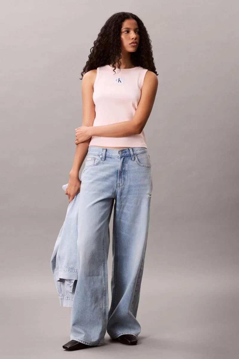 Calvin Klein Jeans Kadın Etiketli Pamuklu Fitilli Pembe Bluz LV047C201G-VI7