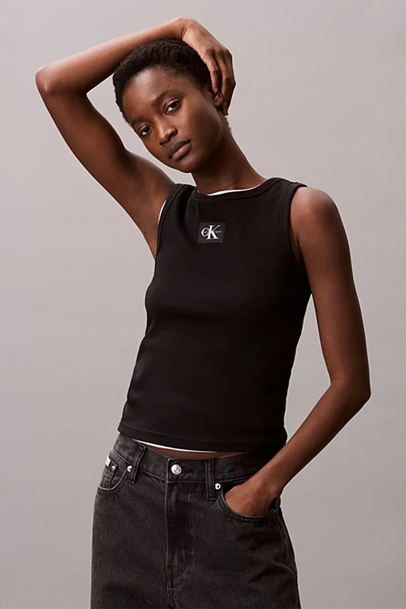 Calvin Klein Jeans Kadın Etiketli Pamuklu Fitilli Siyah Bluz LV047C201G-UB1