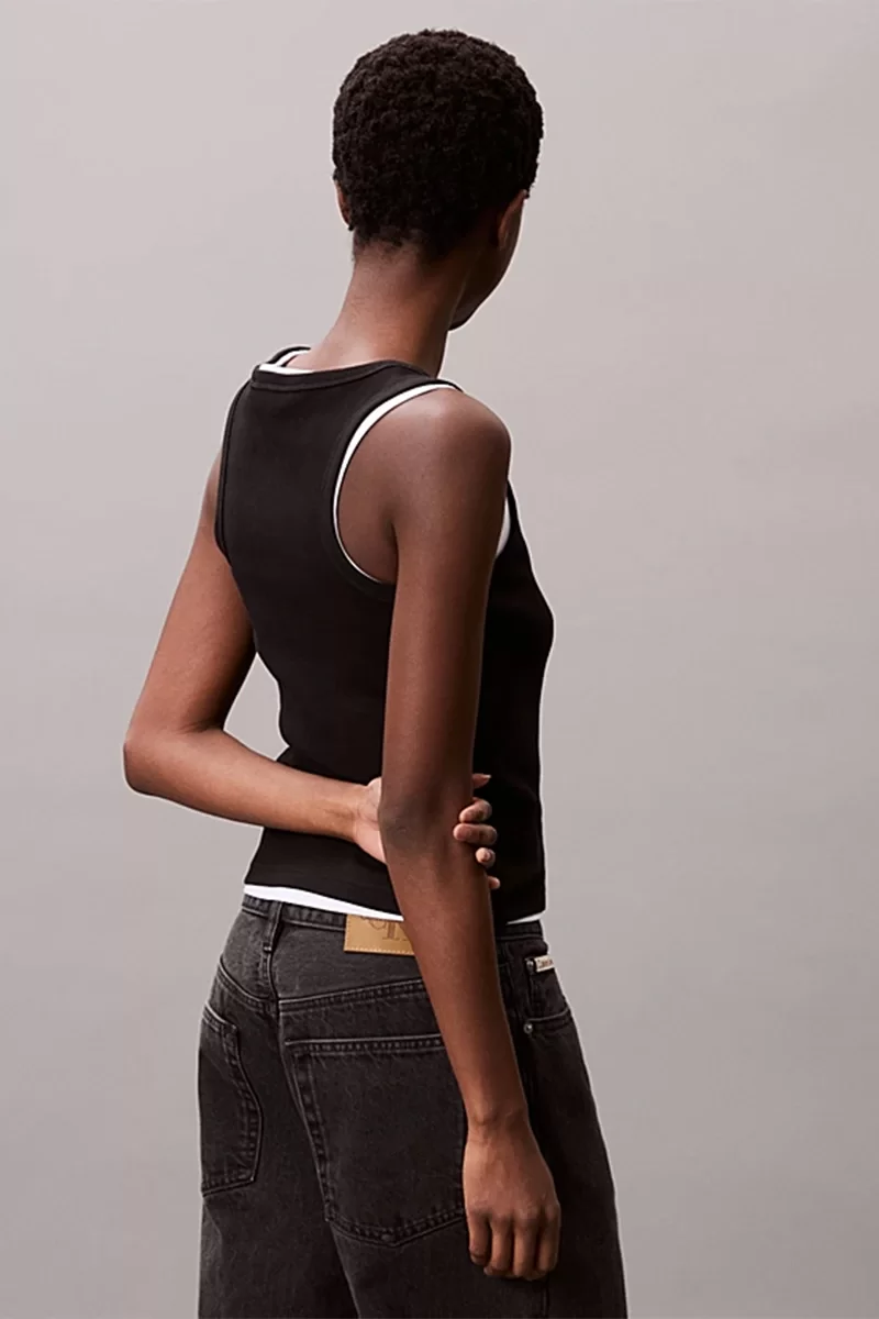 Calvin Klein Jeans Kadın Etiketli Pamuklu Fitilli Siyah Bluz LV047C201G-UB1