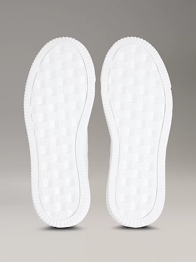 Calvin Klein Jeans Kadın Gümüş Rengi Deri Kalın Tabanlı Beyaz Sneaker YW0YW01876-02R
