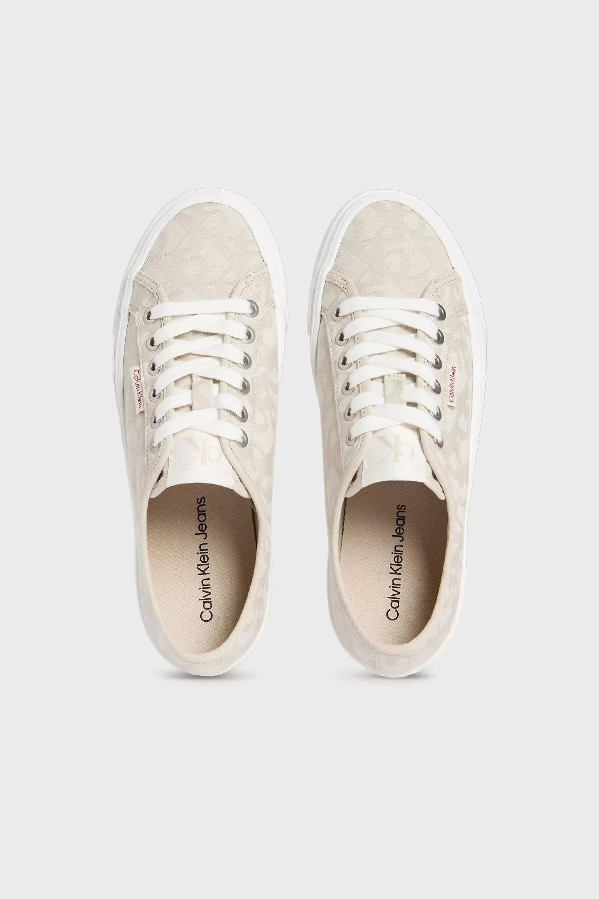 Calvin Klein Jeans Kadın Jakarlı Düz Platform Bej Sneaker YW0YW01965-0GA