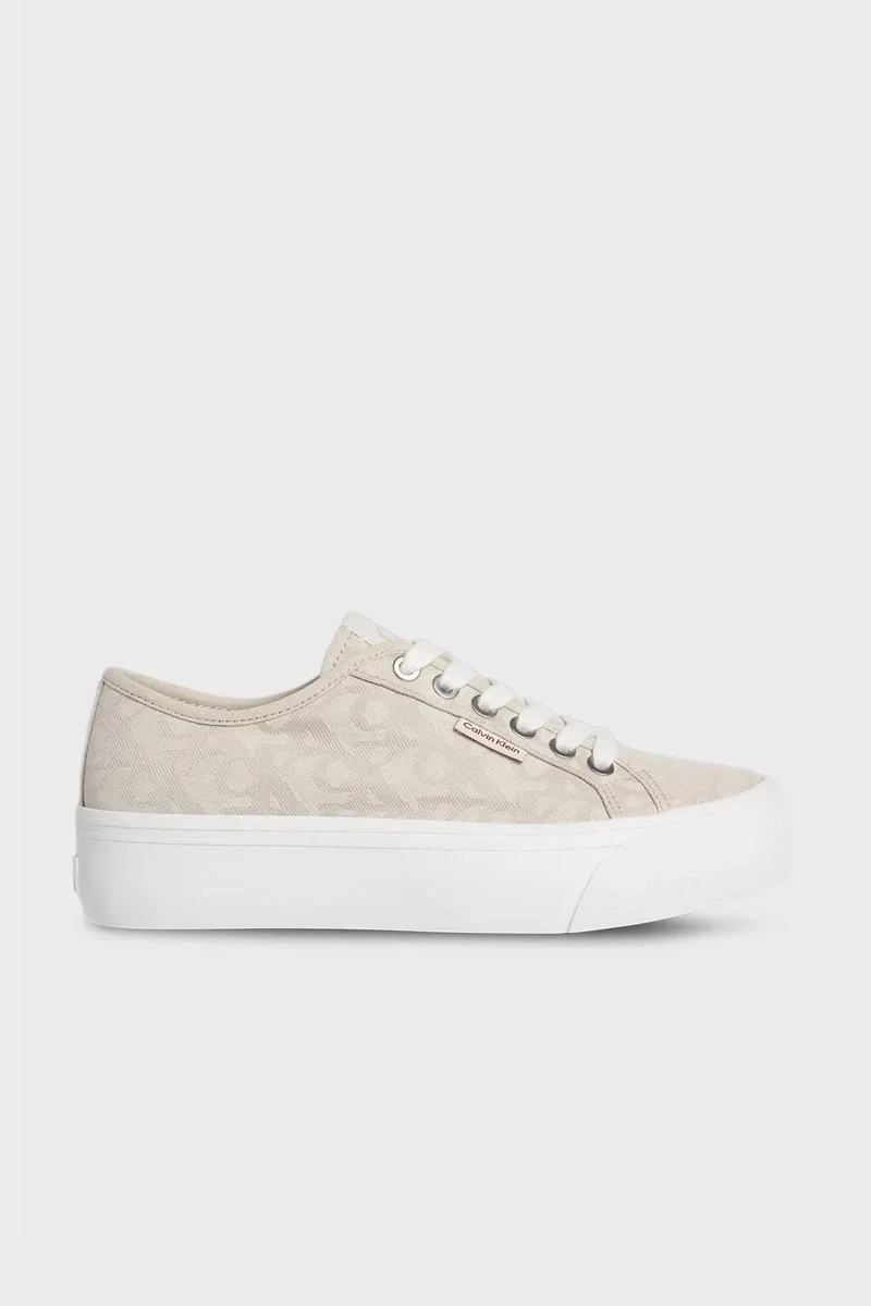Calvin Klein Kadın Jakarlı Düz Platform Bej Sneaker YW0YW01965-0GA