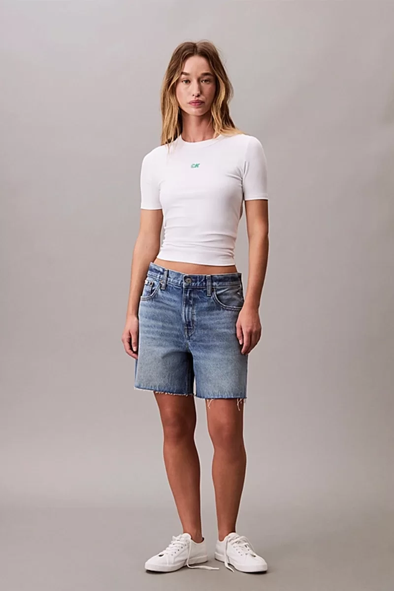 Calvin Klein Jeans Kadın Modal Fitilli Beyaz T-shirt LV044C901G-YAA