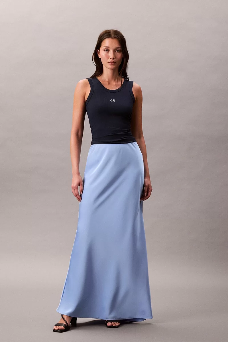 Calvin Klein Jeans Kadın Modal Fitilli Mavi Bluz LV044C900G-CEF