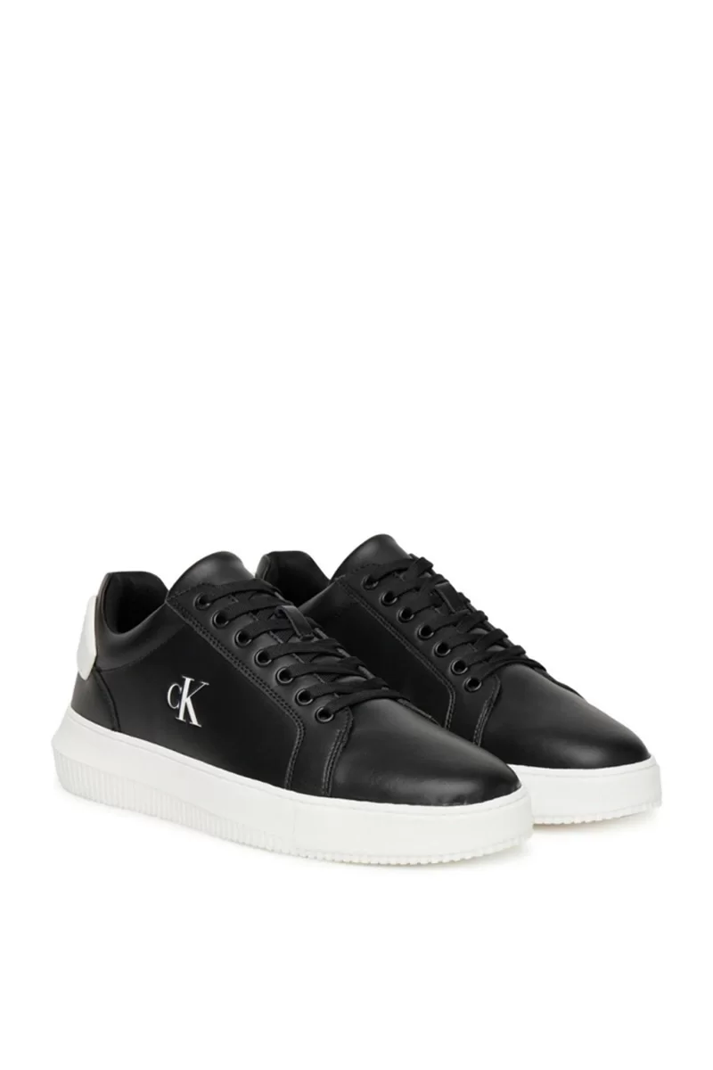 Calvin Klein Jeans Kalın Tabanlı Arma Detaylı Deri Erkek Siyah  Sneaker YM0YM01296-0GM