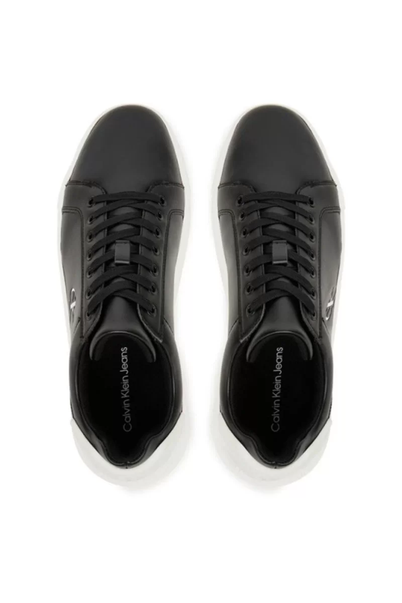 Calvin Klein Jeans Kalın Tabanlı Arma Detaylı Deri Erkek Siyah  Sneaker YM0YM01296-0GM