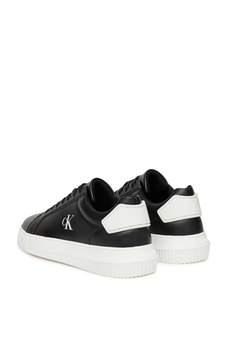 Calvin Klein Jeans Kalın Tabanlı Arma Detaylı Deri Erkek Siyah  Sneaker YM0YM01296-0GM