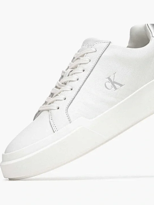 Calvin Klein Jeans Kalın Tabanlı Bağcıklı Metalik Deri Kadın Beyaz Sneaker YW0YW01948-0LC