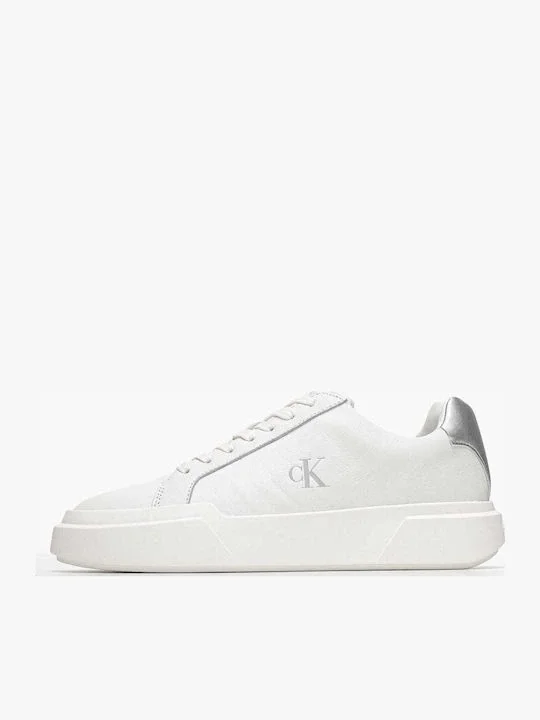 Calvin Klein Jeans Kalın Tabanlı Bağcıklı Metalik Deri Kadın Beyaz Sneaker YW0YW01948-0LC