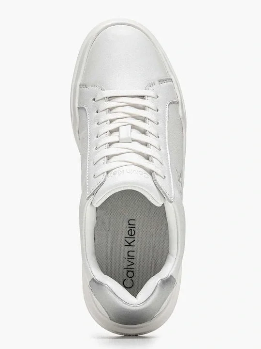 Calvin Klein Jeans Kalın Tabanlı Bağcıklı Metalik Deri Kadın Beyaz Sneaker YW0YW01948-0LC