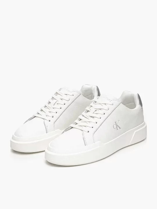 Calvin Klein Jeans Kalın Tabanlı Bağcıklı Metalik Deri Kadın Beyaz Sneaker YW0YW01948-0LC