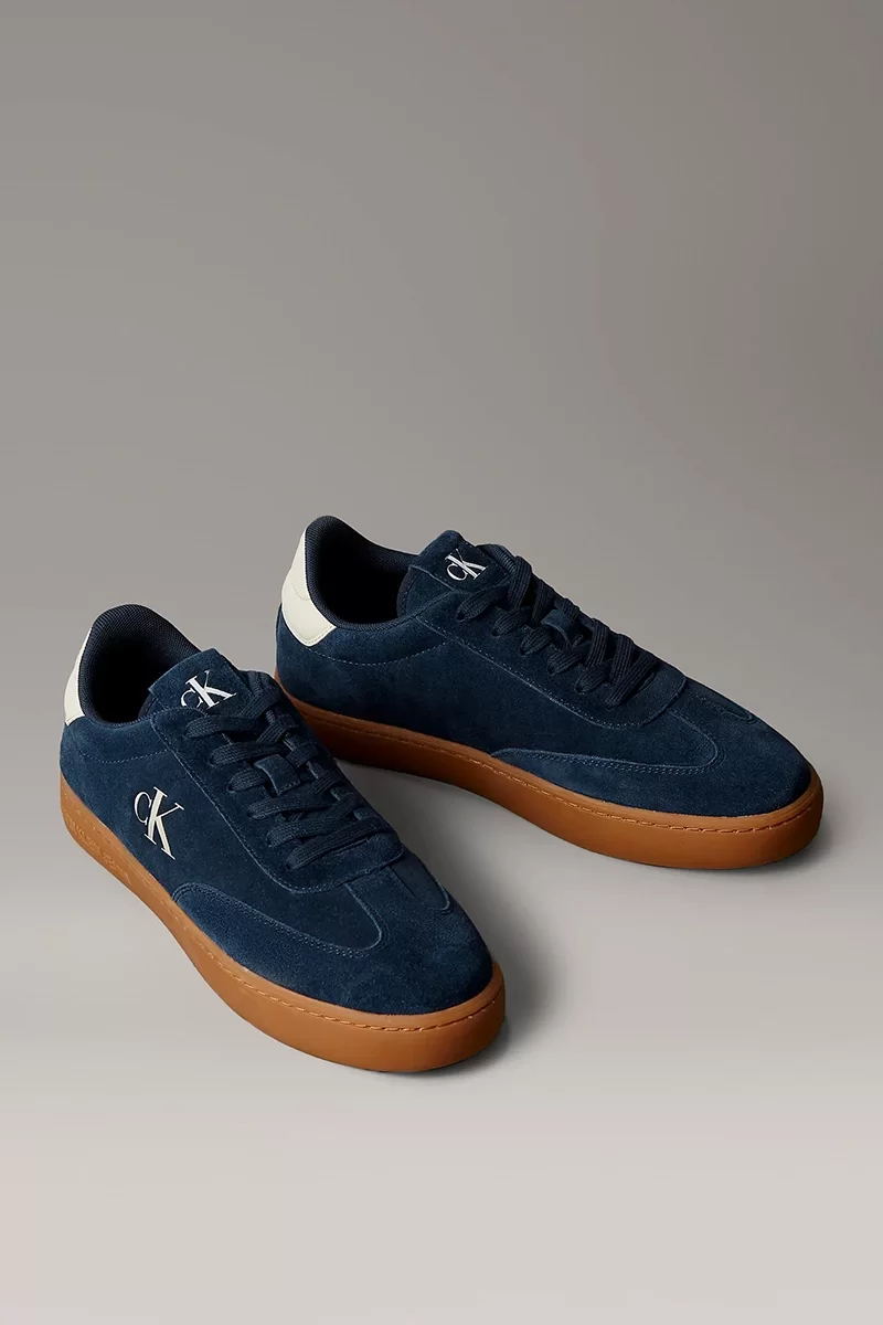 Calvin Klein Jeans Klasik Düz Taban Monogram Süet  Lacivert Erkek Sneaker YM0YM01300-DW4