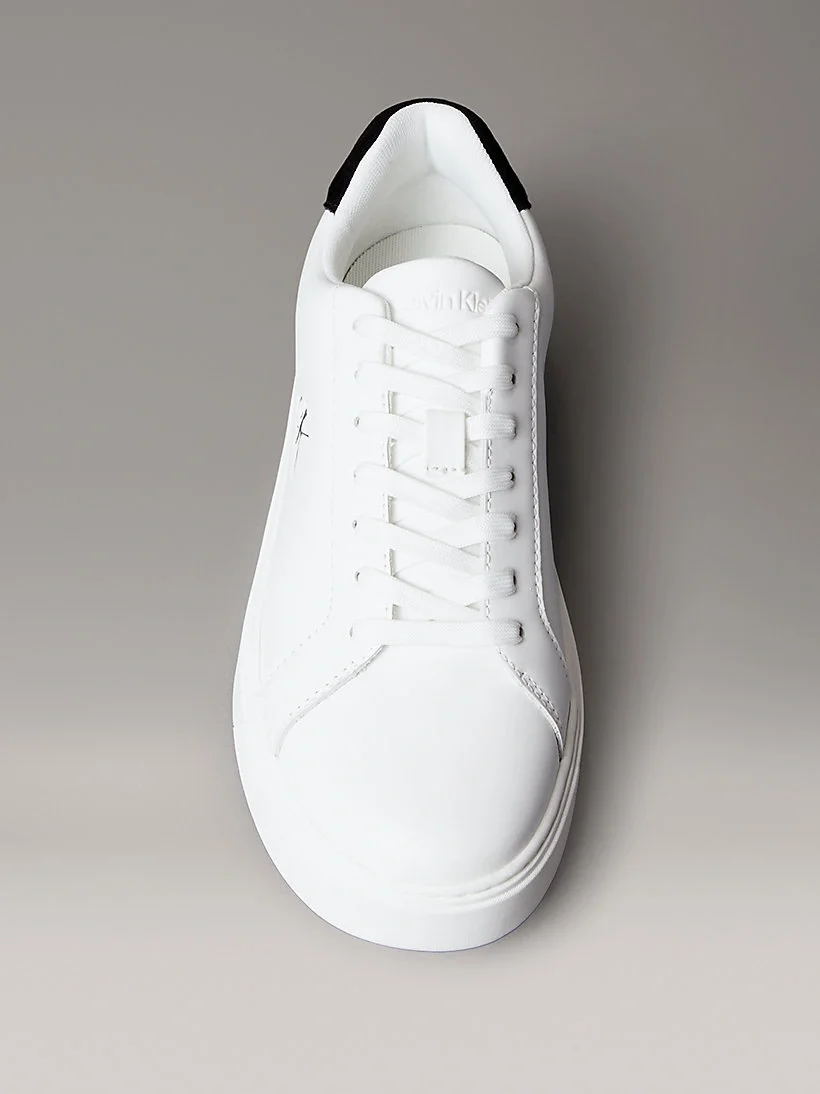 Calvin Klein Jeans Klasik Düz Tabanlı Bağcıklı Deri Erkek Beyaz Sneaker YM0YM01435-01W
