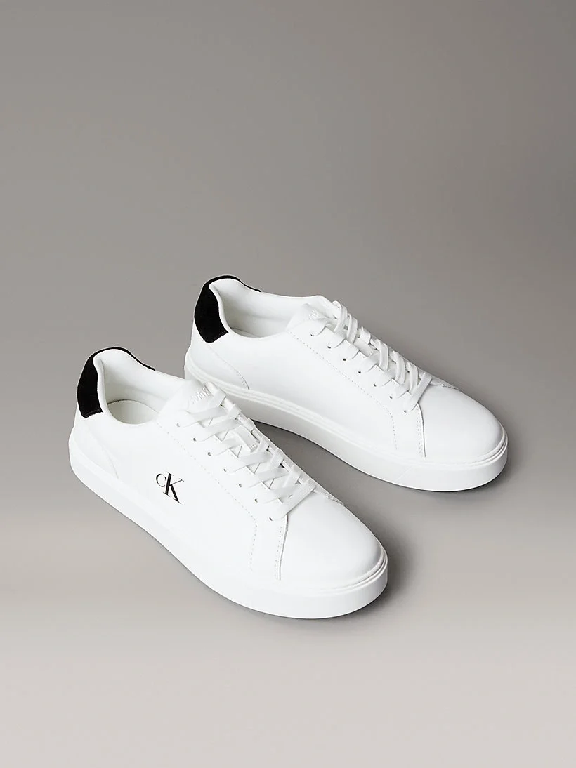 Calvin Klein Jeans Klasik Düz Tabanlı Bağcıklı Deri Erkek Beyaz Sneaker YM0YM01435-01W