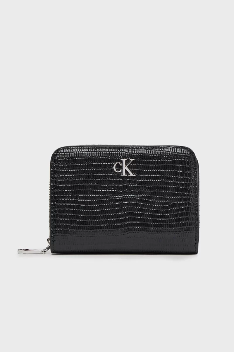 Calvin Klein Jeans Lizard Embossed Leat Kadın Siyah Cüzdan LV04F1067G-UB1