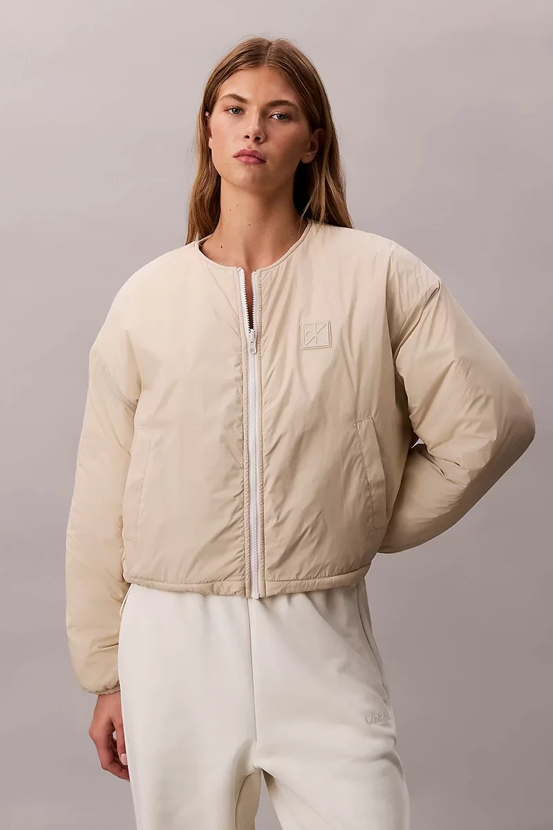 Calvin Klein Jeans Logolu Kapitone Astarlı Kadın  Bej Ceket LV044D511G-67U