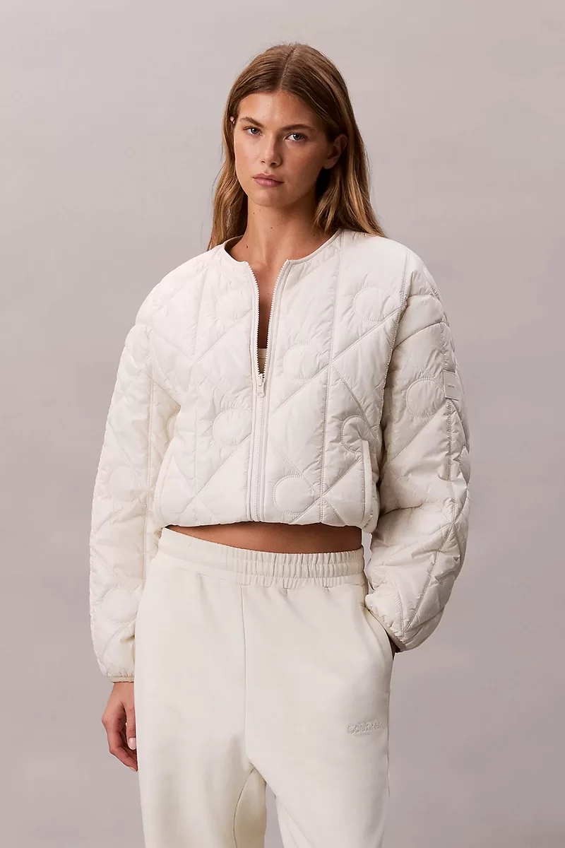 Calvin Klein Jeans Logolu Kapitone Astarlı Kadın  Bej Ceket LV044D511G-67U