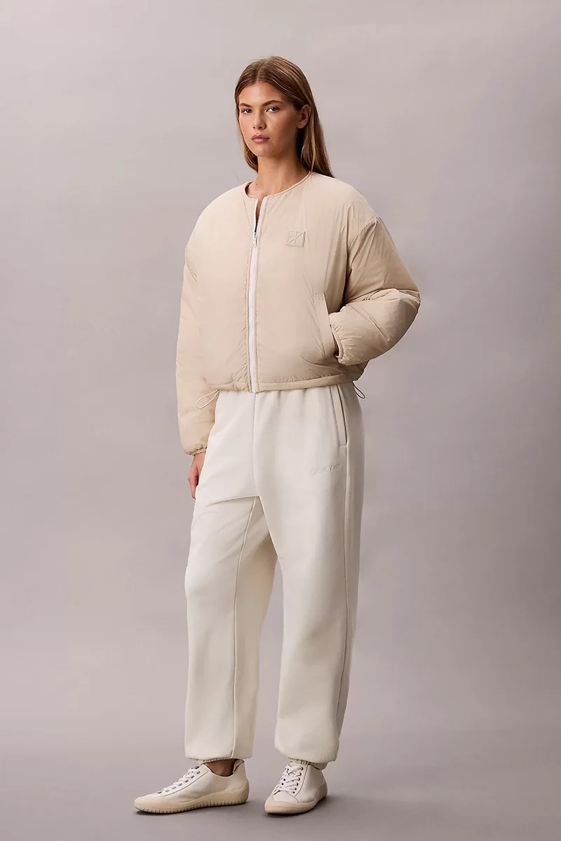 Calvin Klein Jeans Logolu Kapitone Astarlı Kadın  Bej Ceket LV044D511G-67U