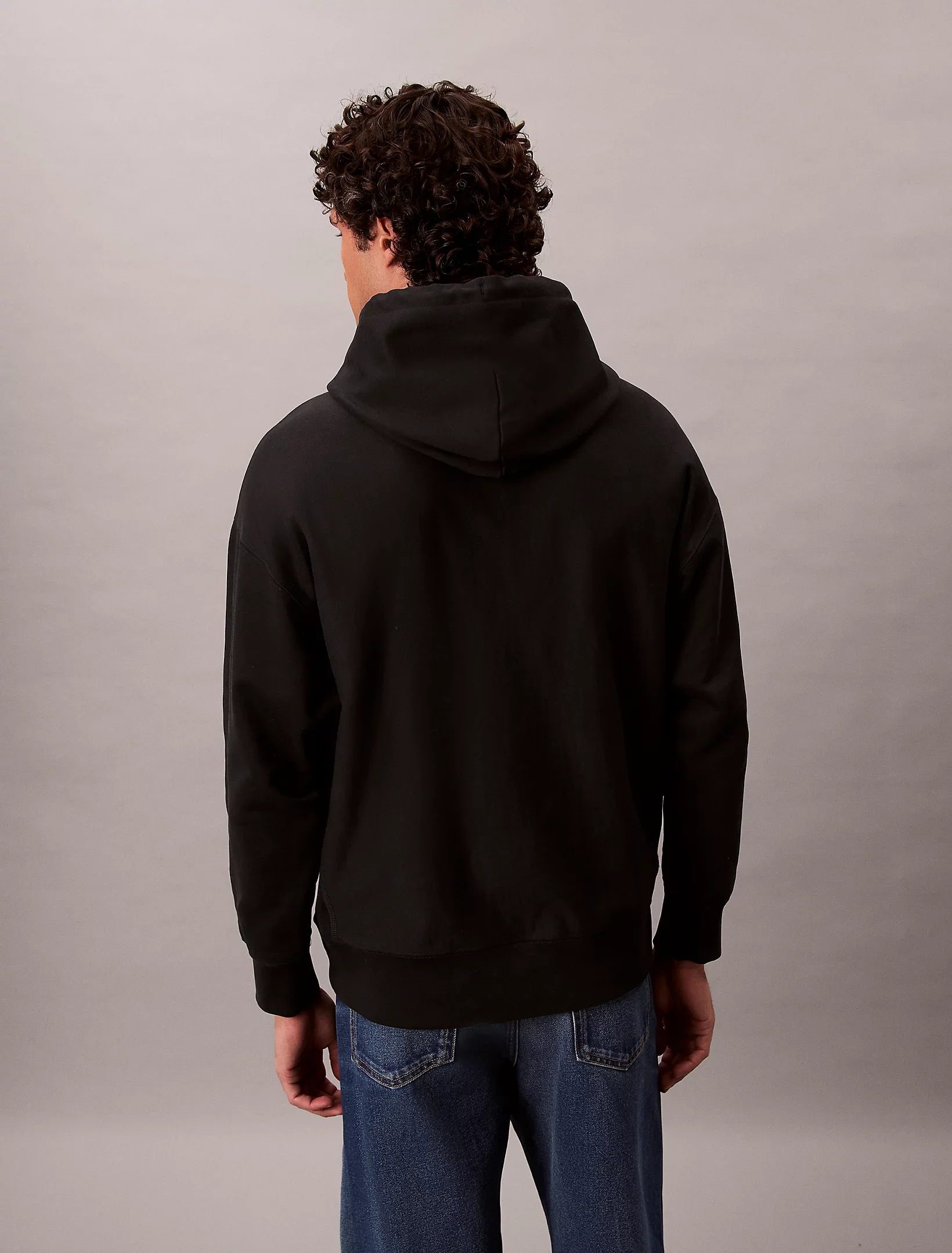 Calvin Klein Jeans Premium Penye Mikro Monologolu Kapüşonlu Erkek Siyah Sweatshirt LV04RC281G-UB1