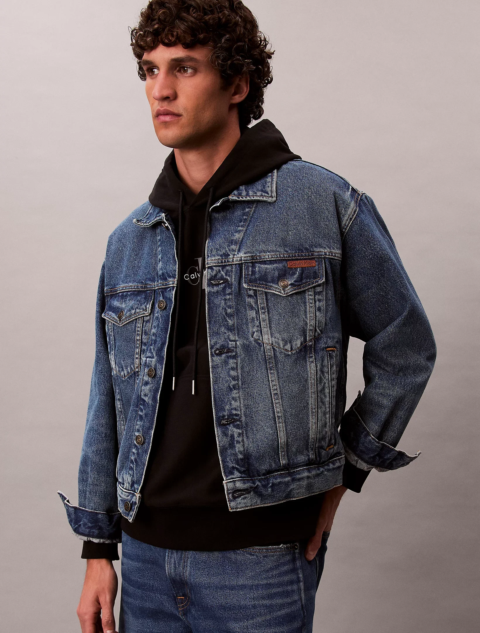 Calvin Klein Jeans Premium Penye Mikro Monologolu Kapüşonlu Erkek Siyah Sweatshirt LV04RC281G-UB1