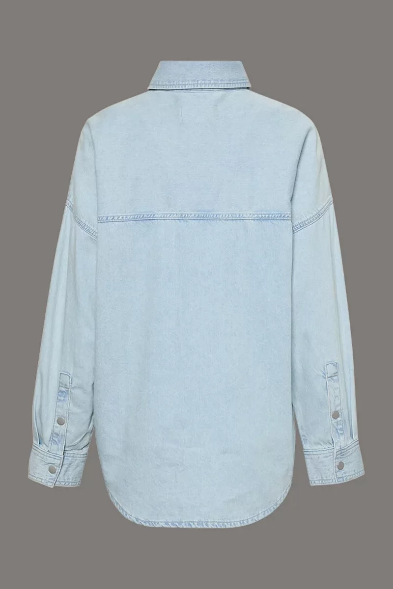 Calvin Klein Jeans Rahat Kesim Keten Denim Kadın  Mavi Gömlek LV047C709G-X1O