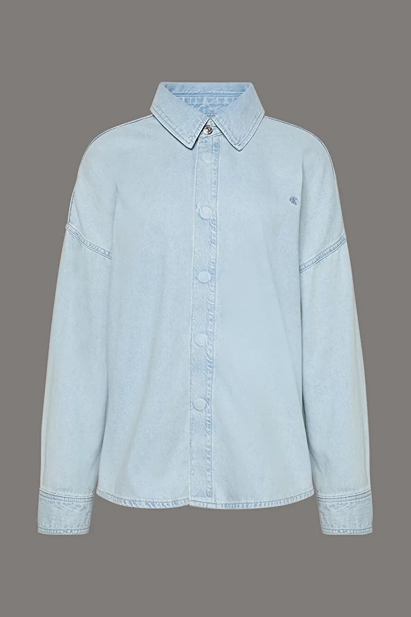 Calvin Klein Jeans Rahat Kesim Keten Denim Kadın  Mavi Gömlek LV047C709G-X1O