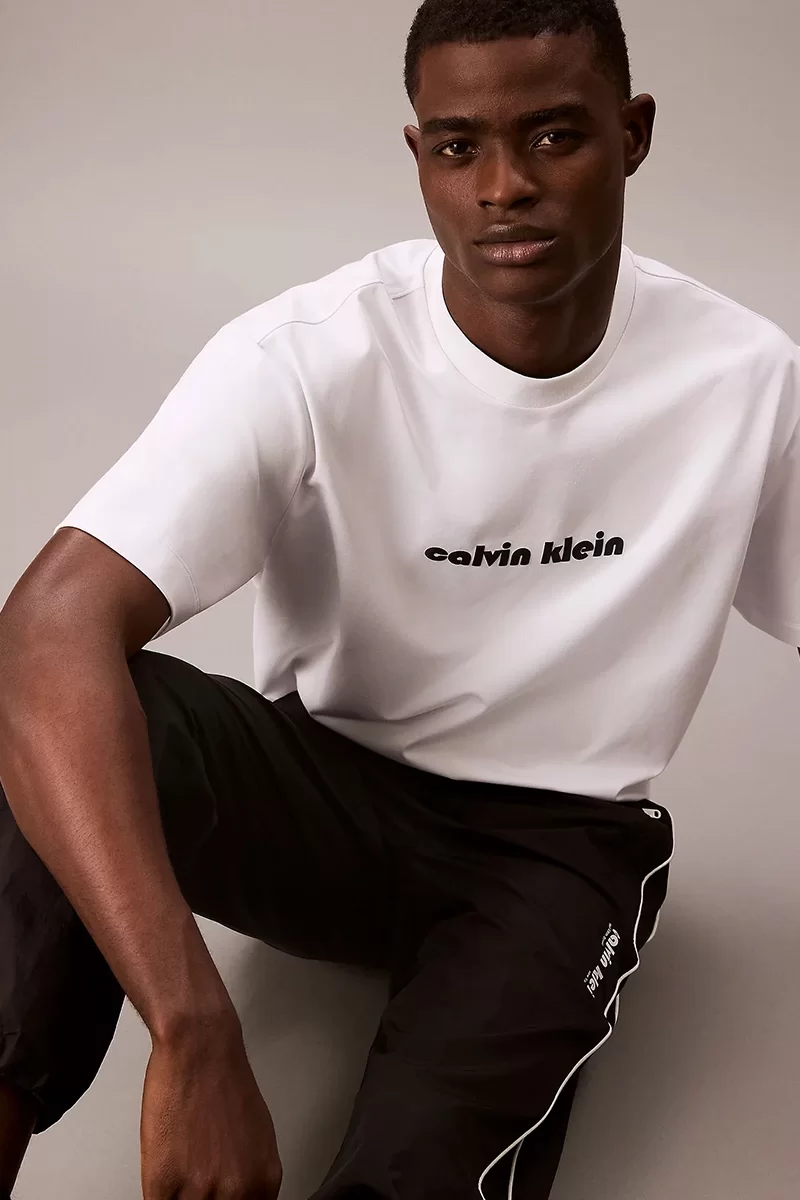 Calvin Klein Jeans Rahat Kesim Kırışık Eşofman Altı Erkek  Beyaz Pantolon LV04RC522G-UB1