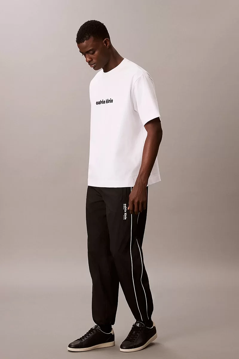 Calvin Klein Jeans Rahat Kesim Kırışık Eşofman Altı Erkek  Beyaz Pantolon LV04RC522G-UB1