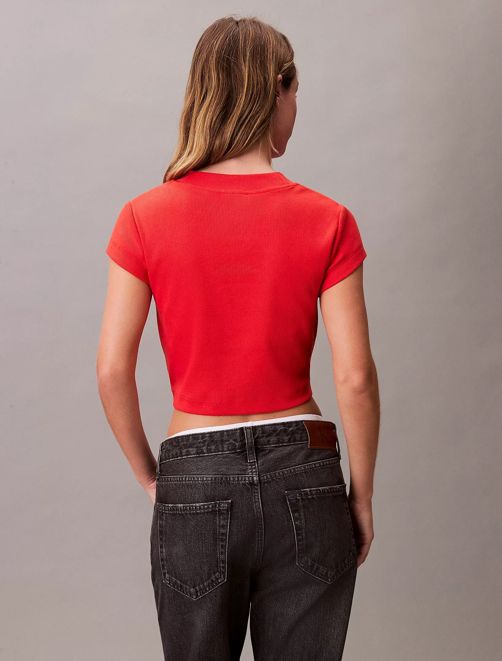 Calvin Klein Jeans Rib Kadın Kırmızı T-shirt LV047AB802-TNC