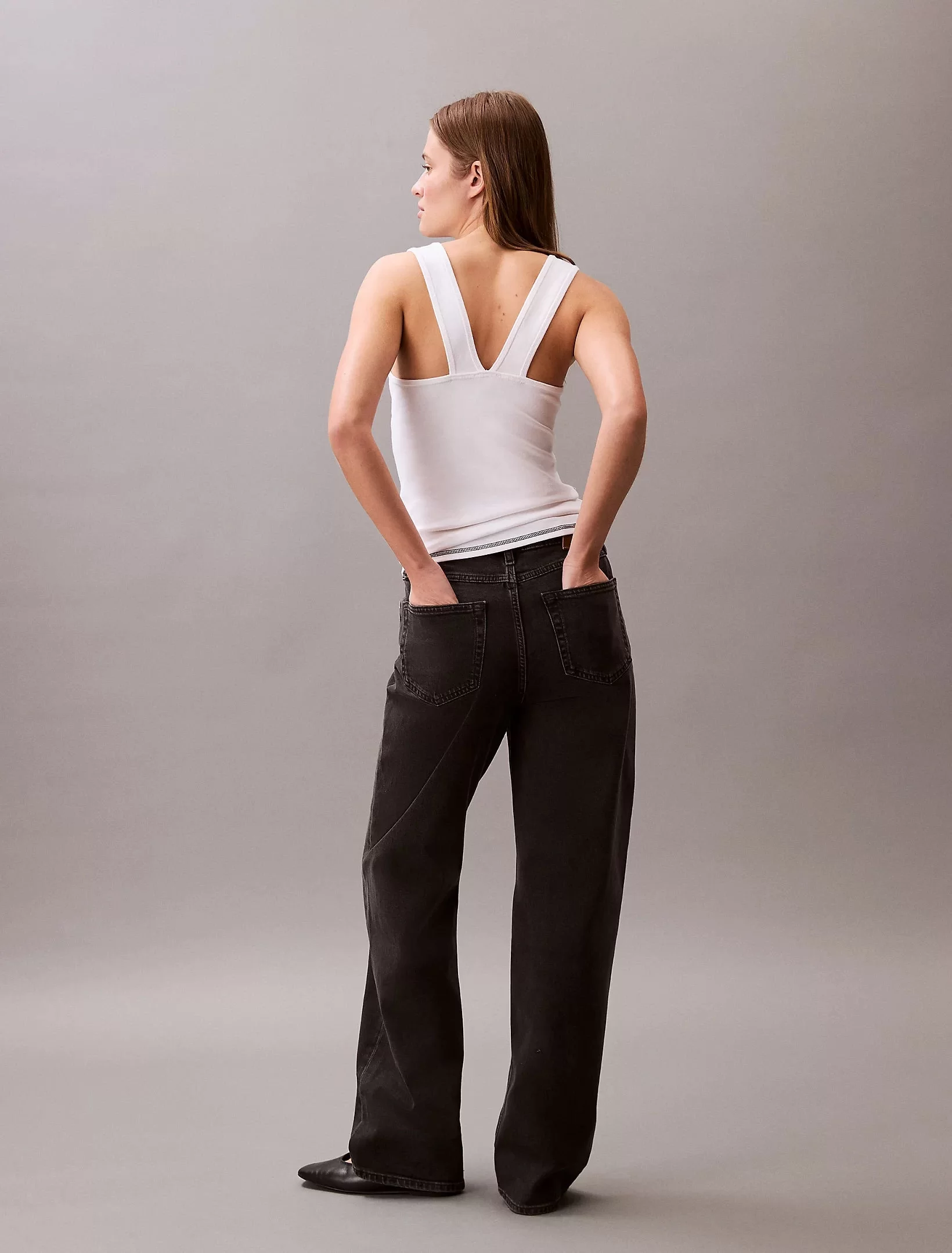 Calvin Klein Jeans SL COTTON RIB SOLID TANK Kadın Beyaz Bluz LV044C219G-YAA