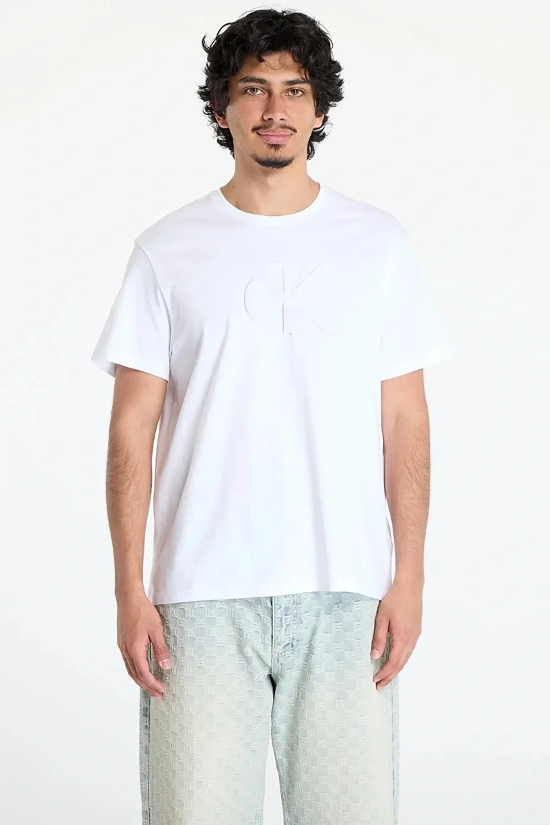 Calvin Klein Jeans Ss Graphic Tee Erkek Beyaz T-shirt  LV04RC824G-YAA