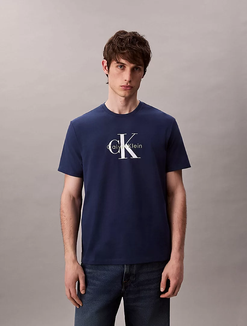 Calvin Klein Jeans SS Hero Monologo Tee 20s Erkek Mavi T-shirt LV04RB862G-C3I
