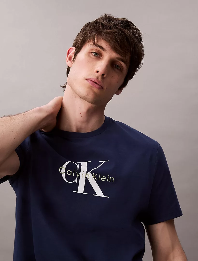 Calvin Klein Jeans SS Hero Monologo Tee 20s Erkek Mavi T-shirt LV04RB862G-C3I