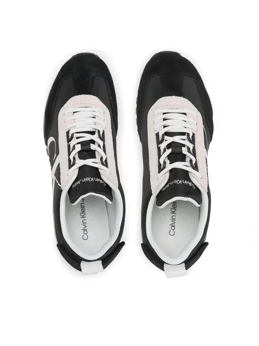Calvin Klein Jeans Toothy Runner Bağcıklı İncili Karışık Materyal Kadın Siyah Sneaker YW0YW01100-BEH