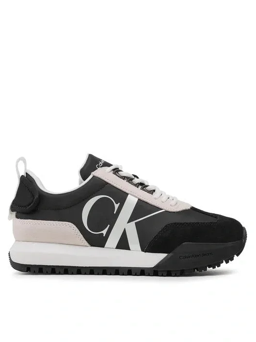 Calvin Klein Jeans Toothy Runner Bağcıklı İncili Karışık Materyal Kadın Siyah Sneaker YW0YW01100-BEH