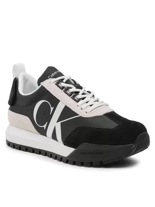 Calvin Klein Jeans Toothy Runner Bağcıklı İncili Karışık Materyal Kadın Siyah Sneaker YW0YW01100-BEH