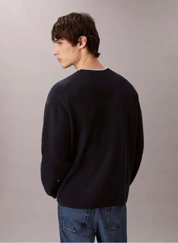 Calvin Klein Jeans Uzun Kollu Kabartma Logolu Bisiklet Yaka Erkek Kazak LV04RD300G-CEF