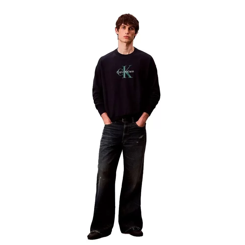 Calvin Klein Jeans Uzun Kollu Penye Monologolu Bisiklet Yaka Erkek Sweatshirt LV04RD242G-CEF