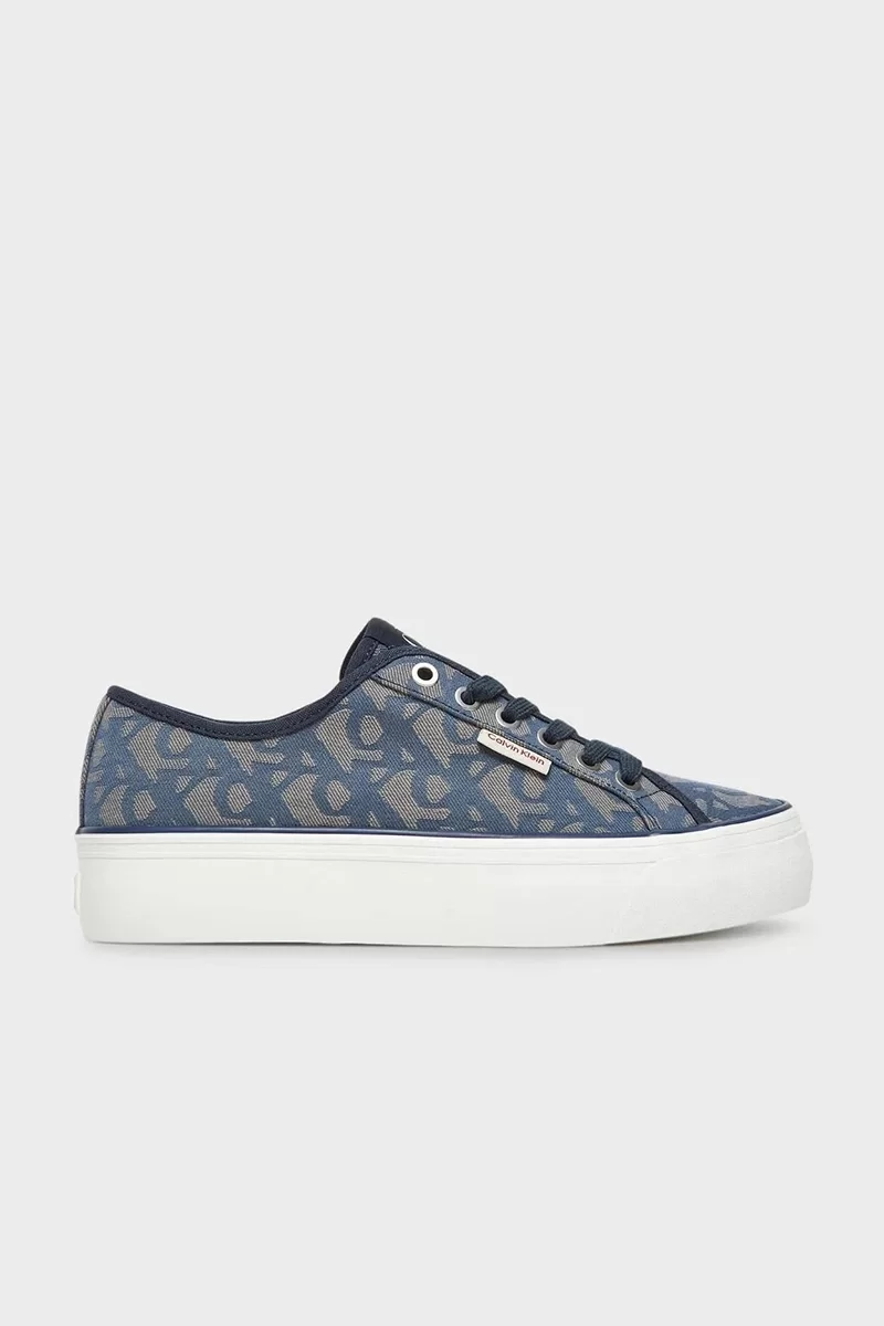 Calvin Klein Jeans Vulkanize Düz Platform Jakarlı Desenli Kadın  Mavi Sneaker YW0YW01965-0G0